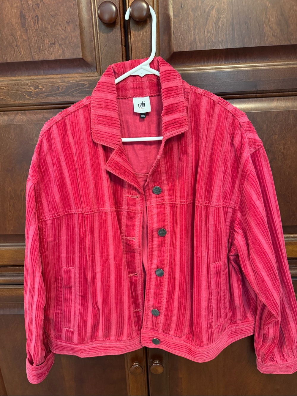 CAbi Red Striped Corduroy Button-Front Jacket